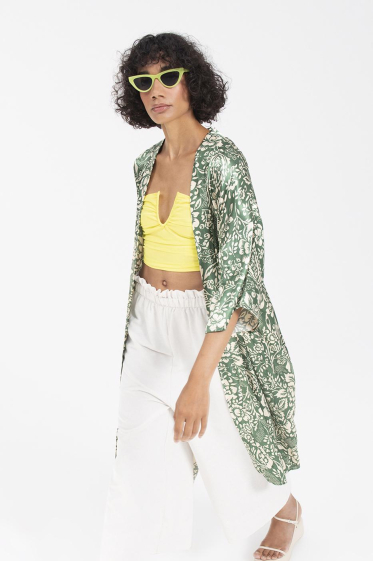 Wholesaler BSL - Elegant Patterned Midi Kimono for Chic Women - BSL