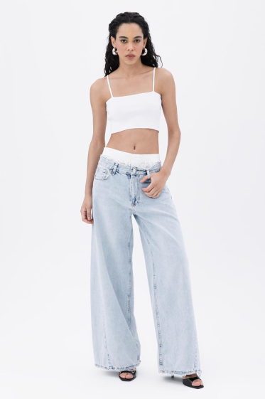 Wholesaler BSL - Loose Denim Trousers with Contrast Boxer Detail - BSL