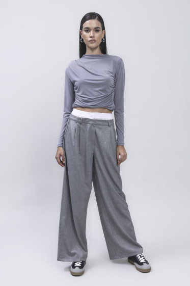 Wholesaler BSL - Palazzo Pants with Contrasting Waistband for Women - BSL
