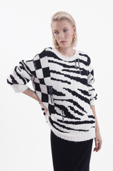 Wholesaler BSL - Zebra Print Knit Sweater