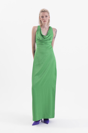 Wholesaler BSL - Cowl Neck Maxi Dress with Slit - BSL