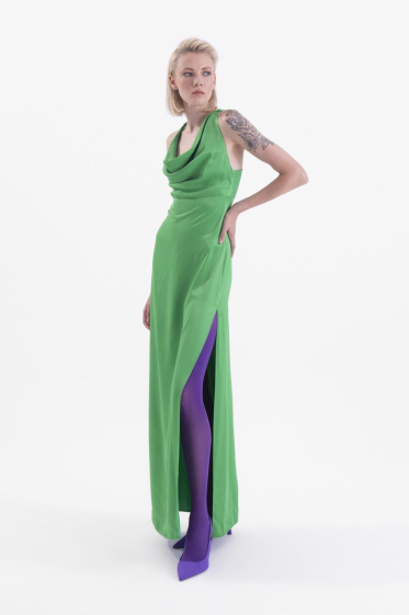 Wholesaler BSL - Cowl Neck Maxi Dress with Slit - BSL