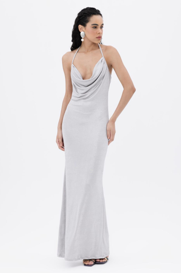 Wholesaler BSL - Plunging Collar Strappy Maxi Dress - BSL