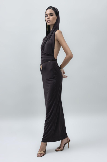 Wholesaler BSL - One-Sleeve Maxi Dress with Hood