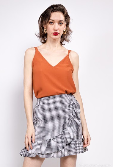 Wholesaler By Clara - Gingham shirt Printed skirt Skirt with printed cherries