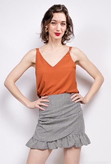 Wholesaler By Clara - Gingham shirt Printed skirt Skirt with printed cherries