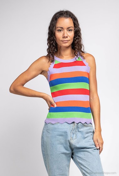 Wholesaler By Clara - Multicoloured ribbed knit tank top