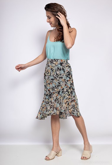 Wholesaler By Clara - Asymmetric printed skirt