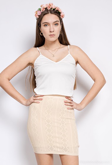 Wholesaler By Clara - Knit skirt with perforated detail