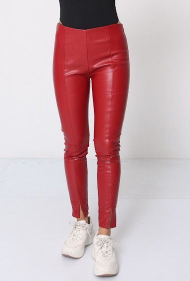 Wholesaler By Clara - Fake leather split leggings