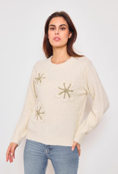 Wholesaler By Clara - Knit SWEATER ROULE WITH DENTELLE