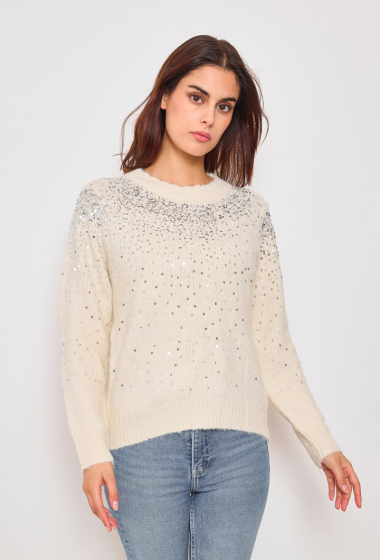 Wholesaler By Clara - Knit SWEATER ROULE WITH DENTELLE