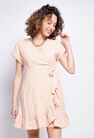 Wholesaler By Clara - Spotted midi dressWrap chic dress dressFloral shirt dress