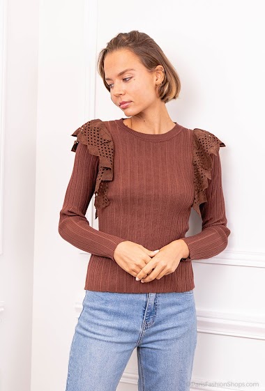 Grossiste By Clara - TOP MAILLE Pull côtelé