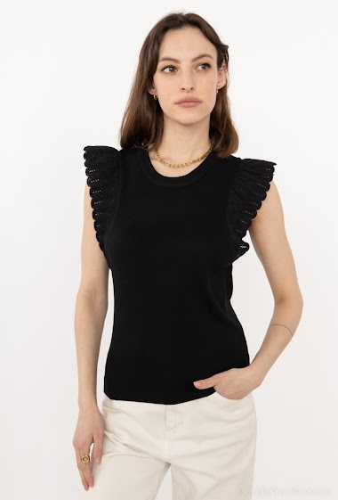 Wholesaler By Clara - Ruffled pleated knit TOP MAILLE
