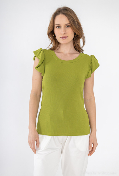 Wholesaler ALIDA MOD - Ribbed round neck top with flying sleeves