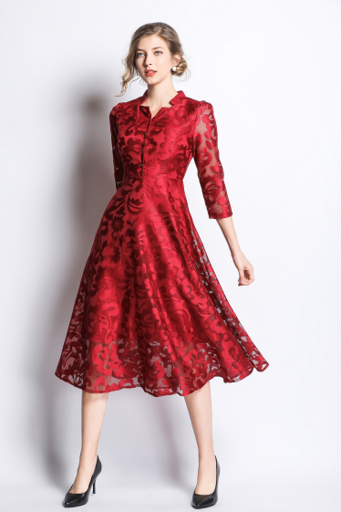 Robe femme tendance en dentelle TALY couleur rouge