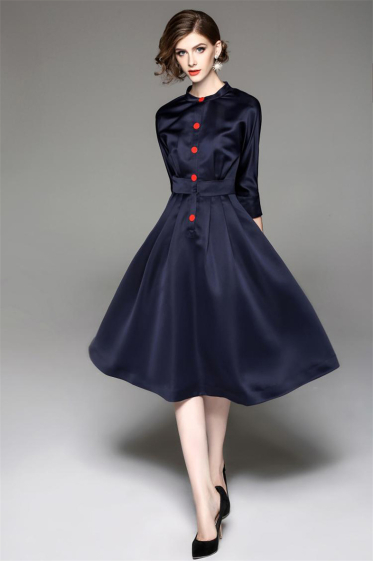 Großhändler BY GRAZIELLA - Ausgestelltes Kleid Marineblau