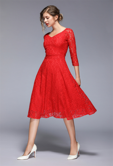 Robe rouge best sale dentelle longue