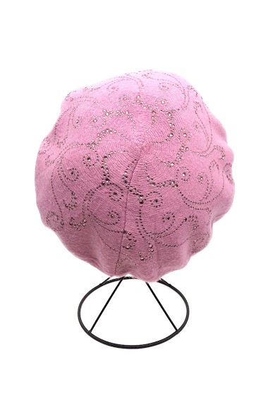 Wholesaler By Oceane - BERET DECORATED WITH RHINESTONES IN SWIRL MOTIF