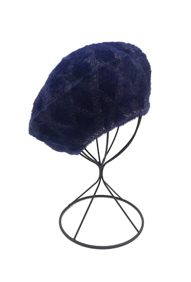 Wholesaler By Oceane - BERET MIXED WITH ANGORA. FABRIC IN DIAMOND PATTERNS.