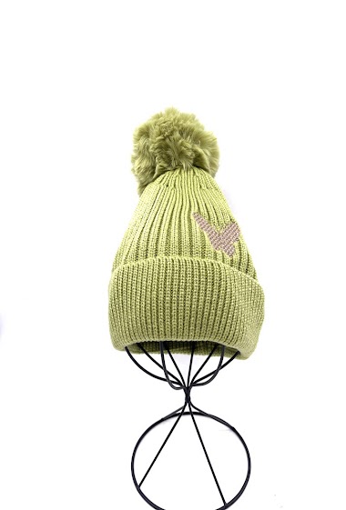 Großhändler By Oceane - Bobble hat with embroidered butterfly