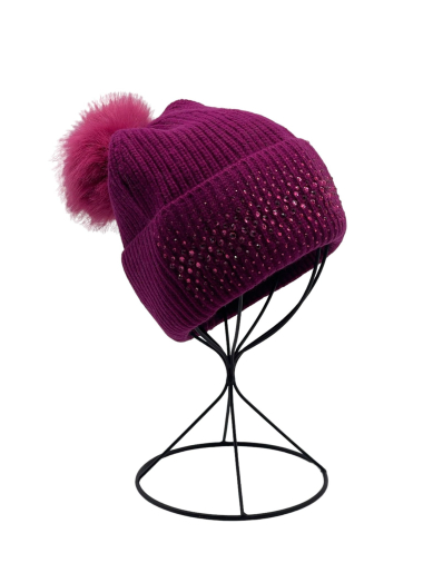 Wholesaler By Oceane - Beanie with rhinestones and pompom