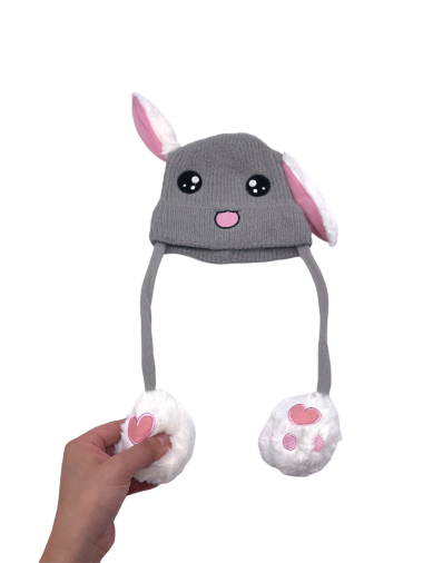 Wholesaler By Oceane - Rabbit beanie for kids with movable ears by squeezing paws