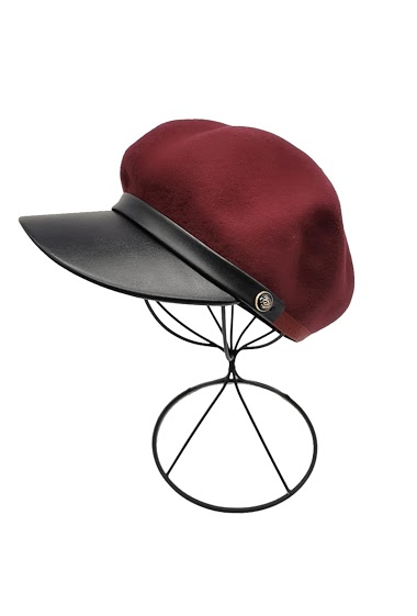 Wholesaler By Oceane - NEWSBOY CAP IN WOOL WITH IMITATED LEATHER BRIM