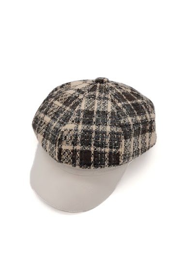 Wholesaler By Oceane - NEWSBOY CAP IN TWEED FABRIC WITH IMITATED LEATHER BRIM