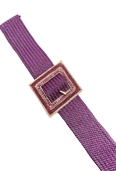 Wholesaler By Oceane - Hollow-out square buckle belt with rhinestones