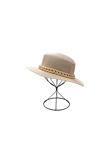 Wholesaler By Oceane - BOATER HAT WITH CHAIN DECORATION AROUND