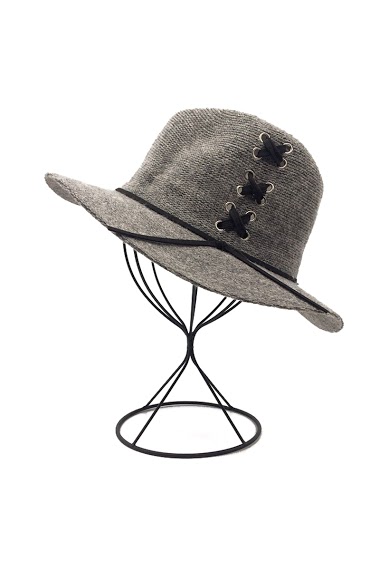 Wholesaler By Oceane - COWBOY HAT IN WOOL WITH LACE UP DECO ON THE SIDE
