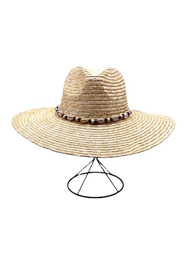Straw hat decorated with shells around