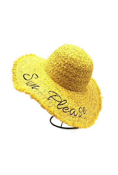 Wholesaler By Oceane - STYLISH STRAW HAT WITH 'SUN PLEASE' EMBROIDERED
