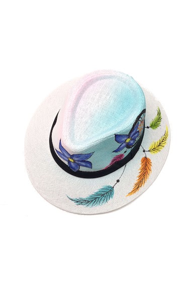 Mayorista By Oceane - PANAMA HAT WITH HAND PAINTED PICTURE OF A DREAM CATCHER