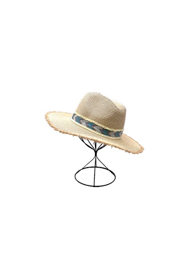 Wholesaler By Oceane - PAPER FEDORA HAT DECORATED WITH AN AZTEC PATTERN BAND