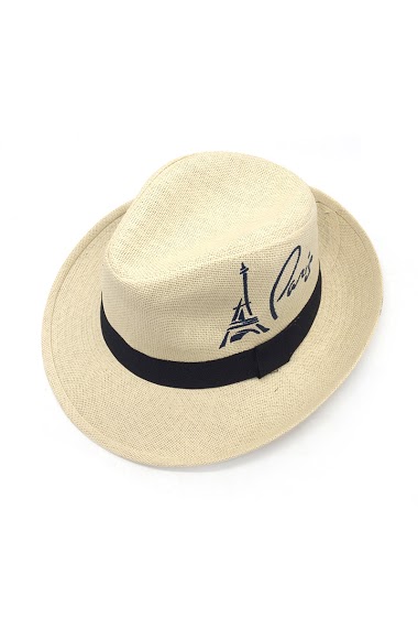 Wholesaler By Oceane - STRAW FEDORA HAT WITH EIFFEL TOWER PRINT