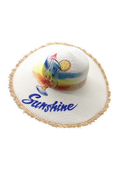 Wholesaler By Oceane - FLOPPY HAT WITH HAND PAINTED PICTURE OF A SUMMER DRINK