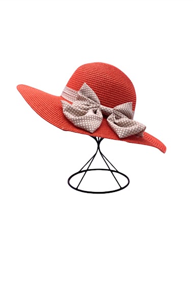 Wholesaler By Oceane - FLOPPY HAT WITH LONG BRIM AND DECORATED WITH A DOTTED BOW TIE