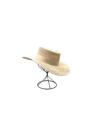 Wholesaler By Oceane - Straw porkpie hat decorated with a plain ribbon