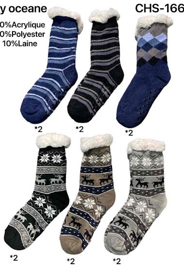 Wholesaler By Oceane - Patterned socks with plush fur - Mixed pattern