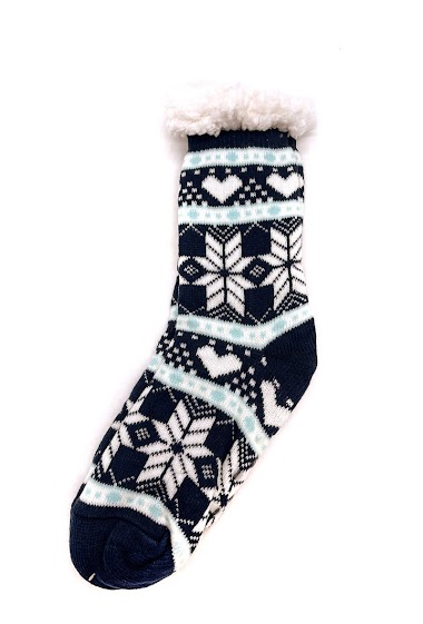 Wholesaler By Oceane - Christmas pattern socks with plush fur- Heart pattern