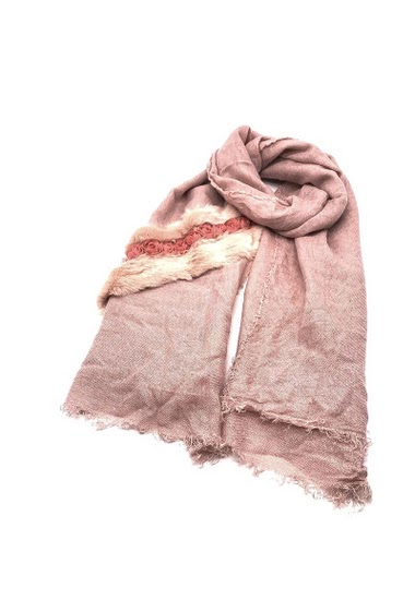 Wholesaler By Oceane - SCARF DECORATED WITH FAUX FUR AND ROSES