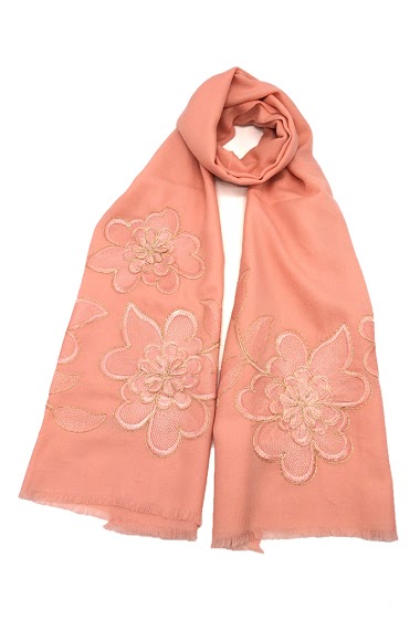 Wholesaler By Oceane - WOOL SCARF WITH FLORAL EMBROIDERY