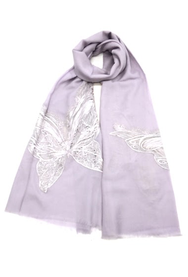 Wholesaler By Oceane - WOOL SCARF WITH BUTTERFLY EMBROIDERY