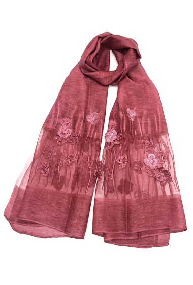 Wholesaler By Oceane - SILK/ WOOL SCARF WITH FLORAL MOTIFS