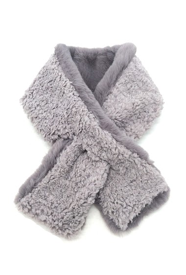 Wholesaler By Oceane - DOUBLE LAYERED FAKE FUR SCARF, ONE SIDE SHEEP AND THE OTHER SIDE MINK