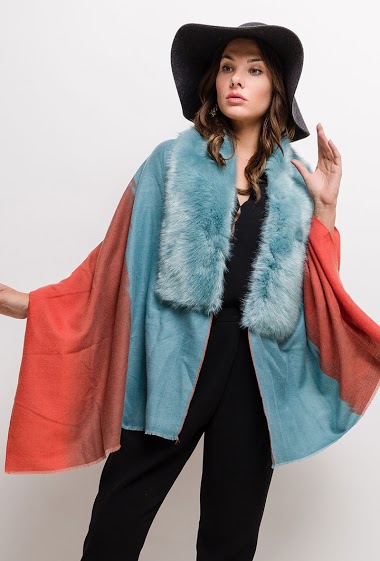 Wholesaler By Oceane - Bicolor faux fox fur stole