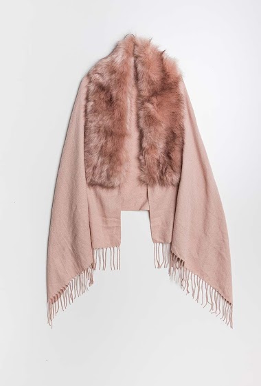 Großhändler By Oceane - Unicolor stole with faux fur collar
